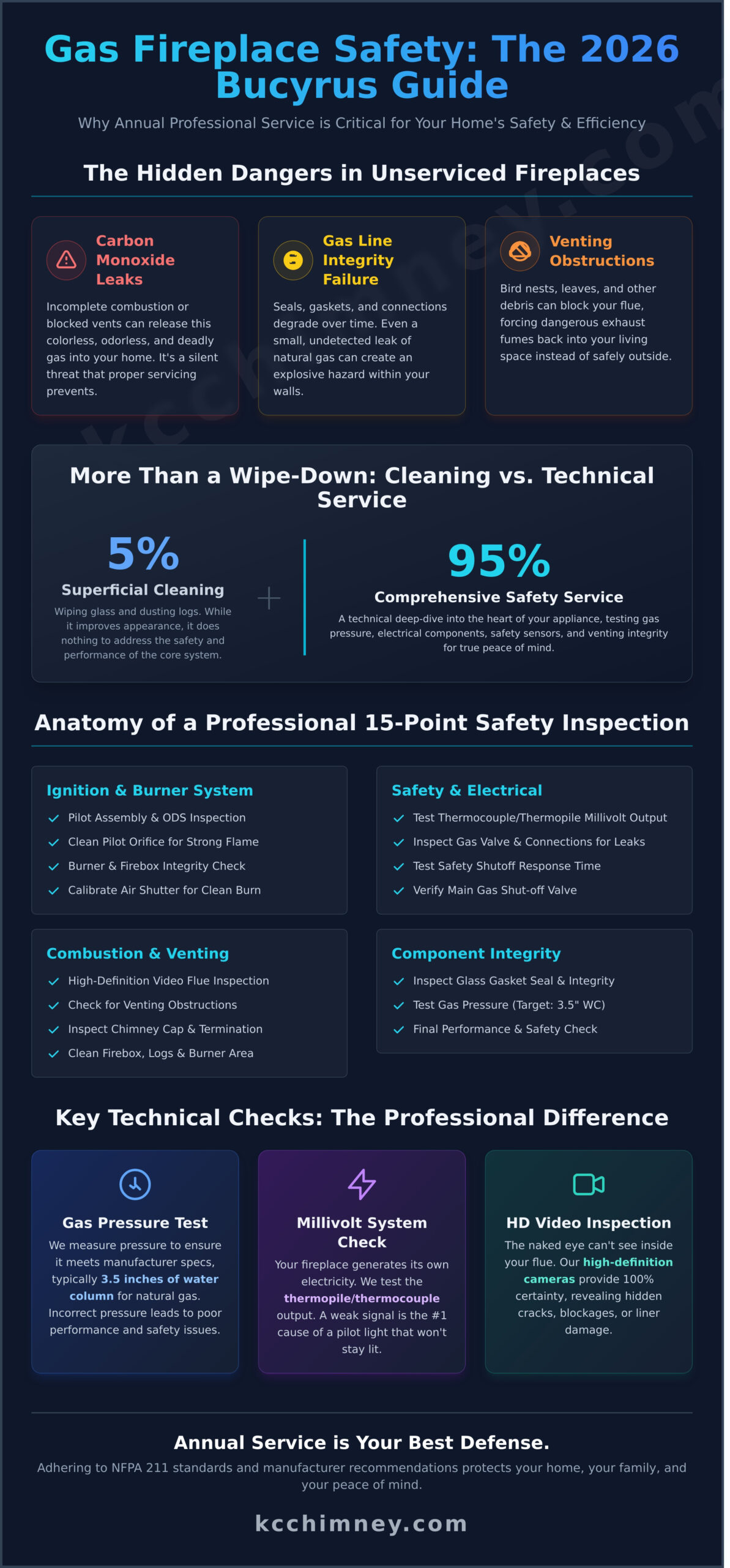 Expert Gas Fireplace Service in Bucyrus, KS: The Complete 2026 Homeowner’s Safety Guide - Infographic