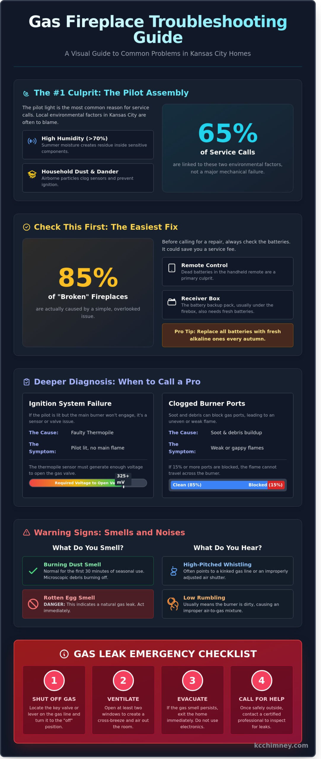 Gas Fireplace Repairs in Overland Park & KC: Expert Service for Your Home - Infographic