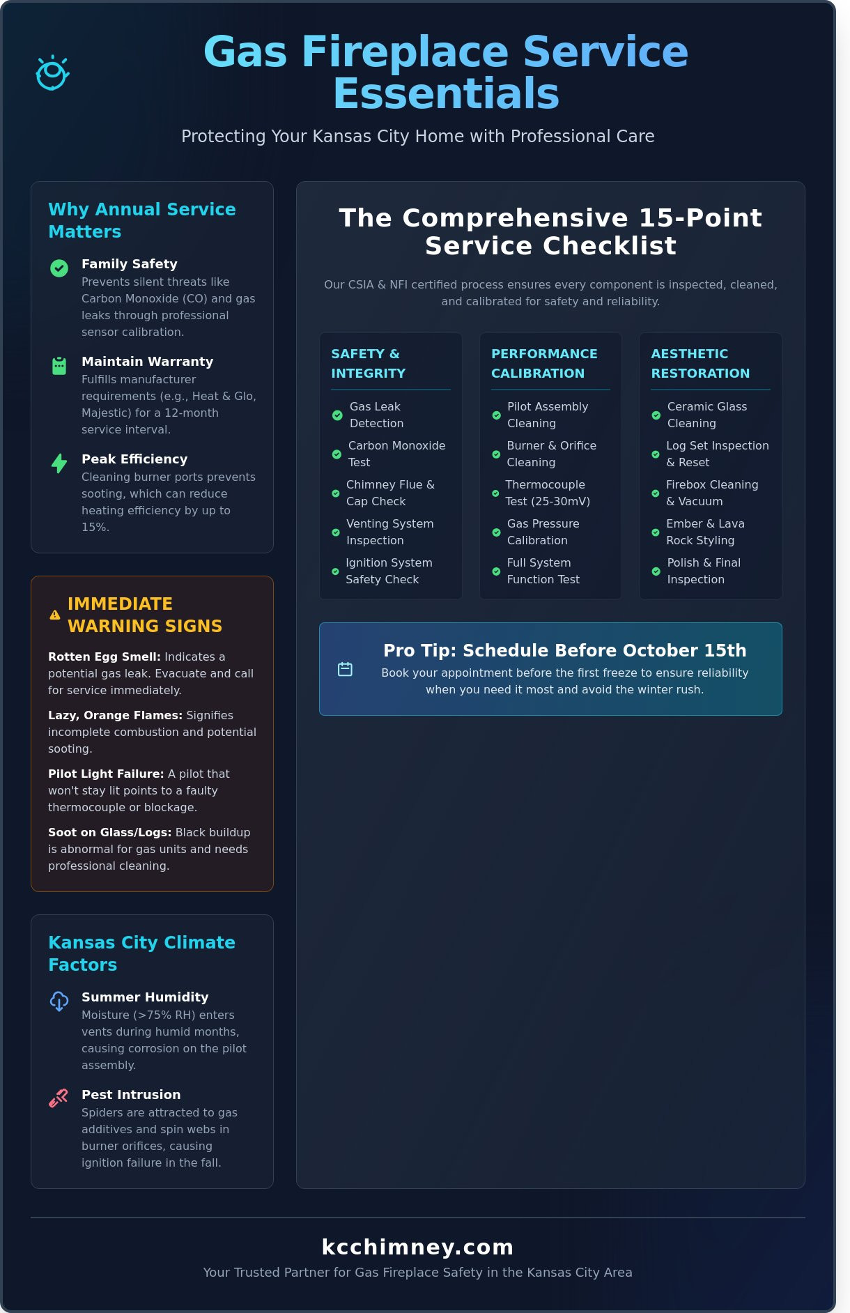 Gas Fireplace Service in Overland Park & KC: 2026 Safety Guide - Infographic