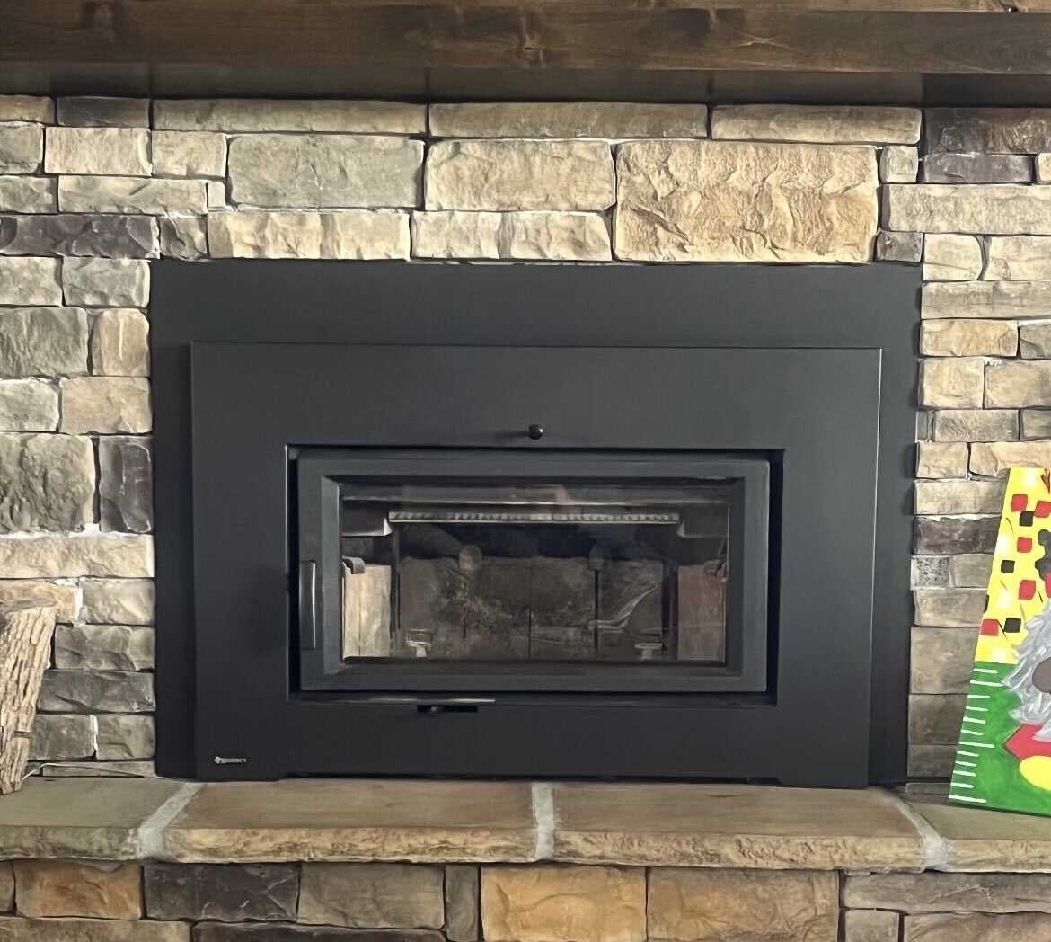 wood fireplace inserts near me, New gas fireplace insert adding warmth and style to Olathe family room