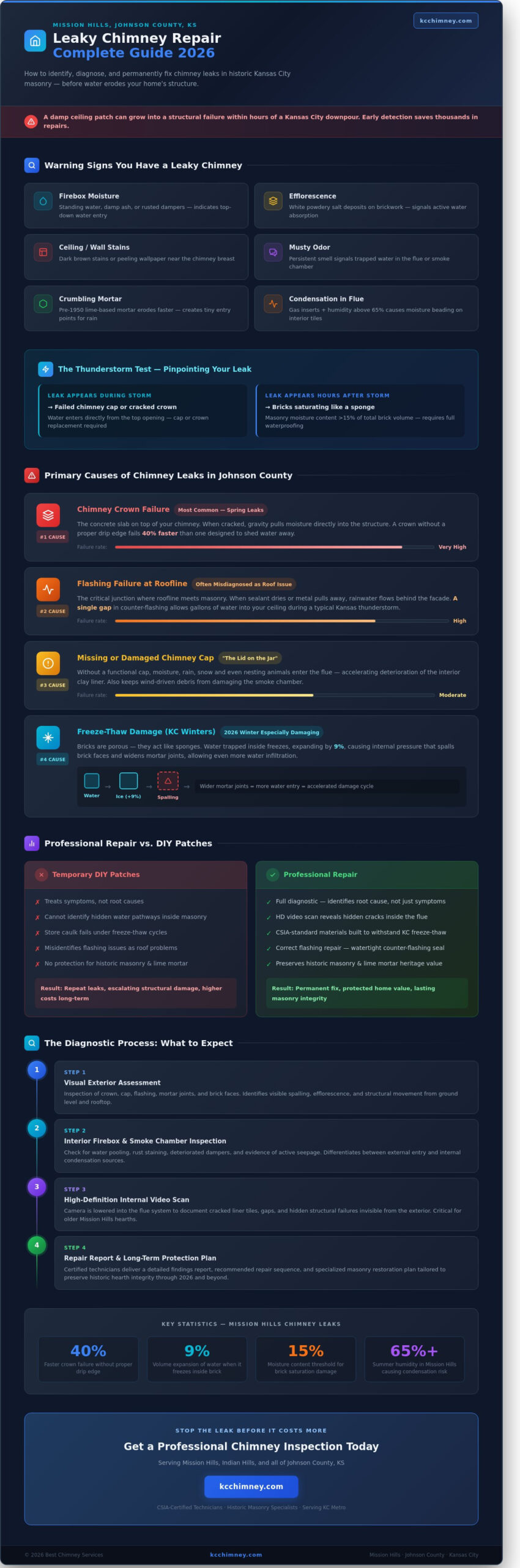 Expert Leaky Chimney Repair in Mission Hills: Protecting Your Hearth in 2026
