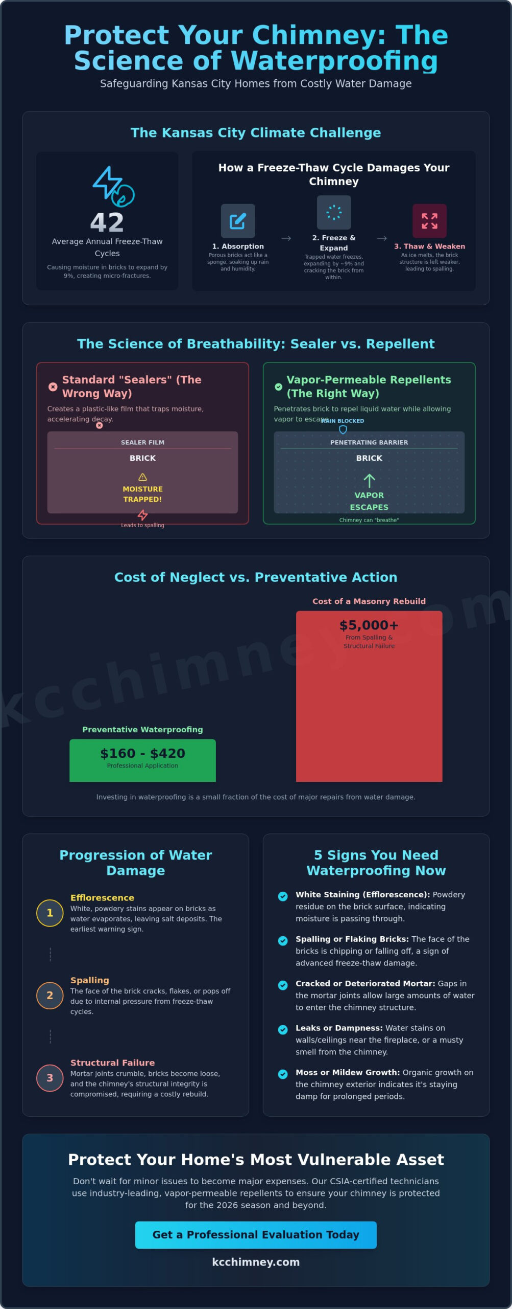 Professional Chimney Waterproofing in Bucyrus, KS: Protect Your Masonry from the 2026 Freeze-Thaw Cycle