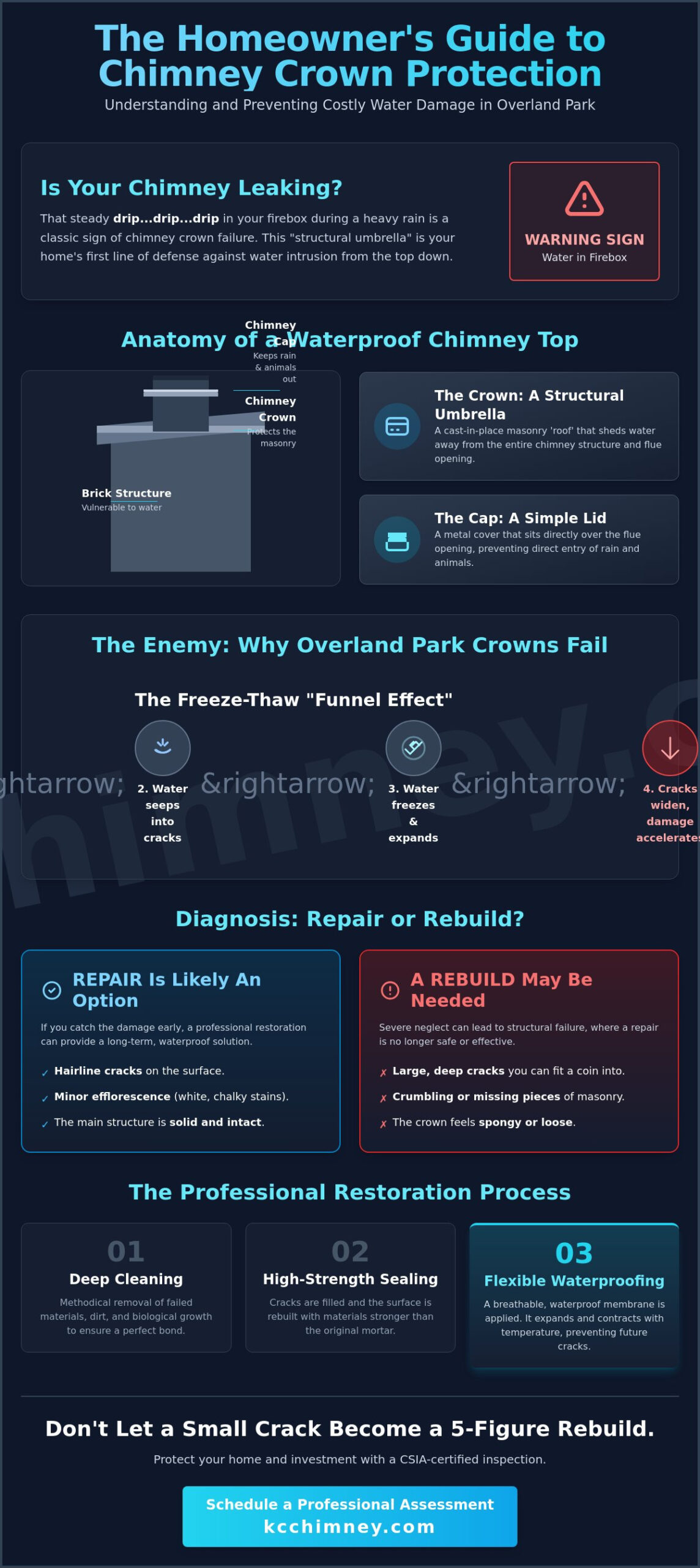 Chimney Crown Repair in Overland Park: A Homeowner’s Guide to Water Damage Prevention