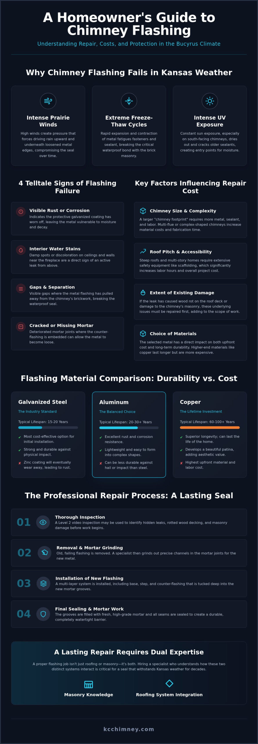 Chimney Flashing Repair Cost in Bucyrus: 2026 Homeowner’s Guide