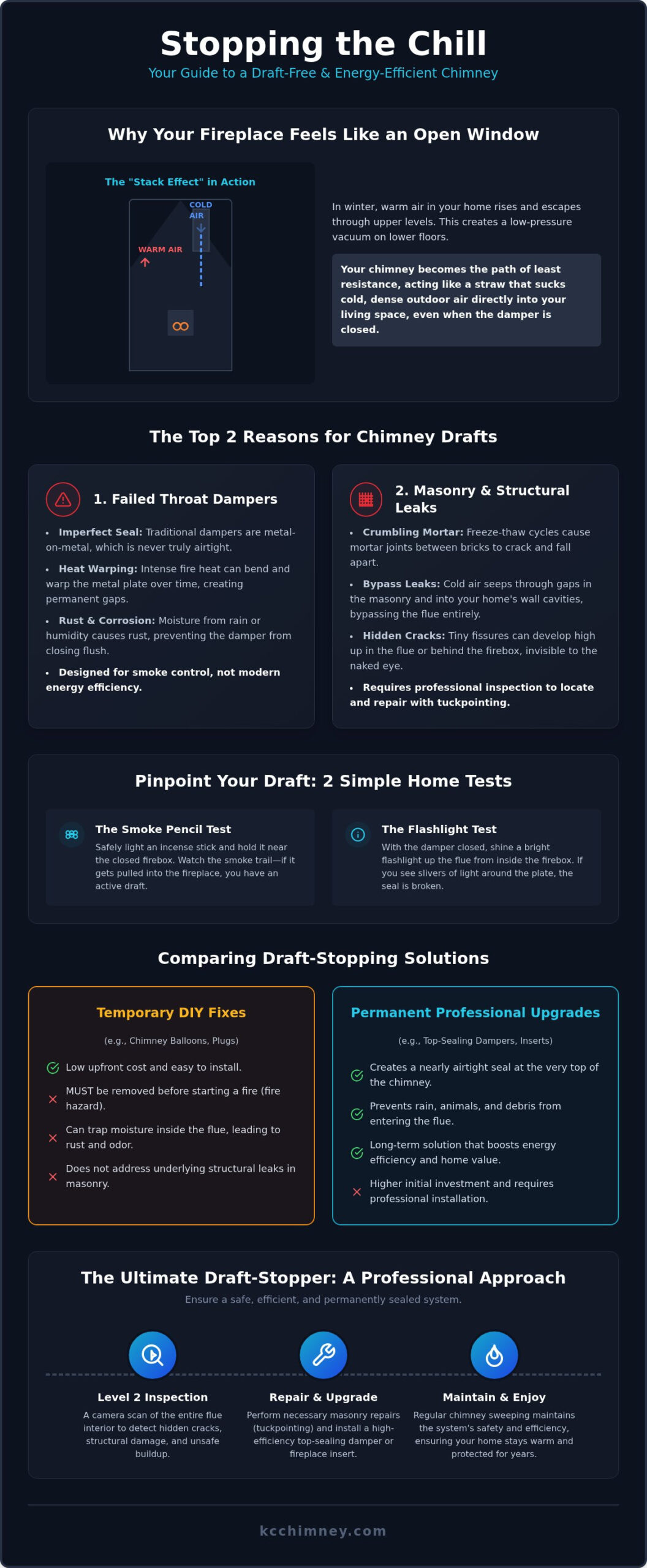 How to Stop Cold Air From Chimney When Not in Use: A Stilwell Homeowner’s Guide